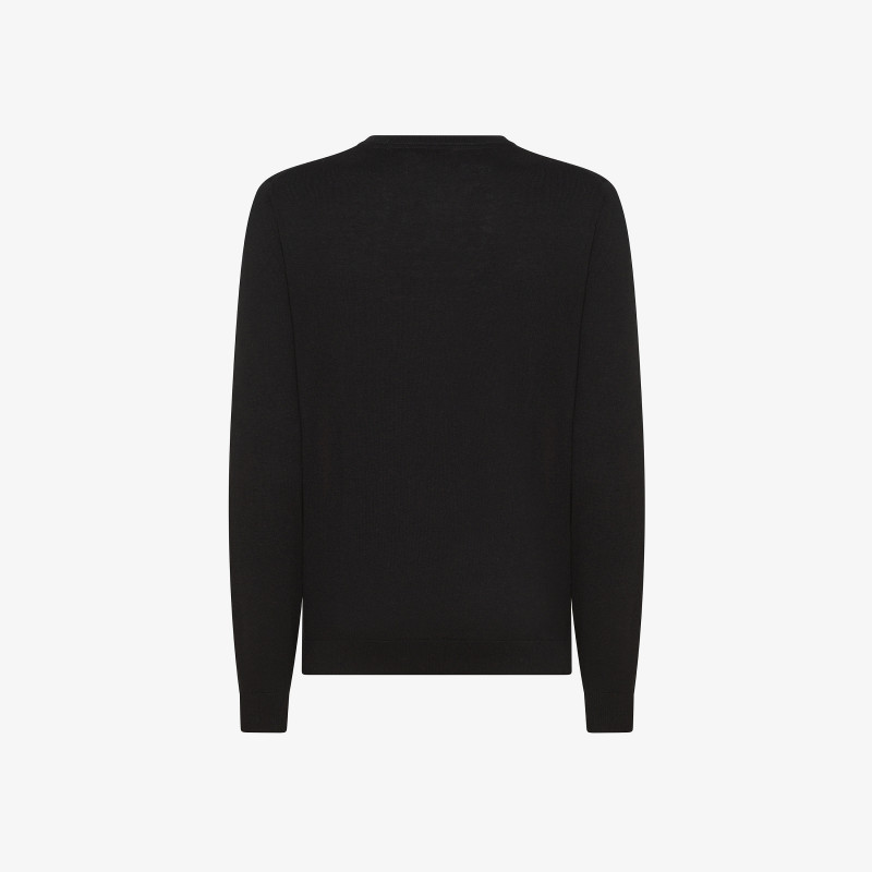 Wool and cotton jacquard jumper BLACK