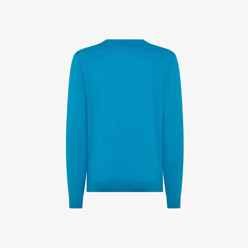 Wool and cotton jacquard jumper TURQUOISE