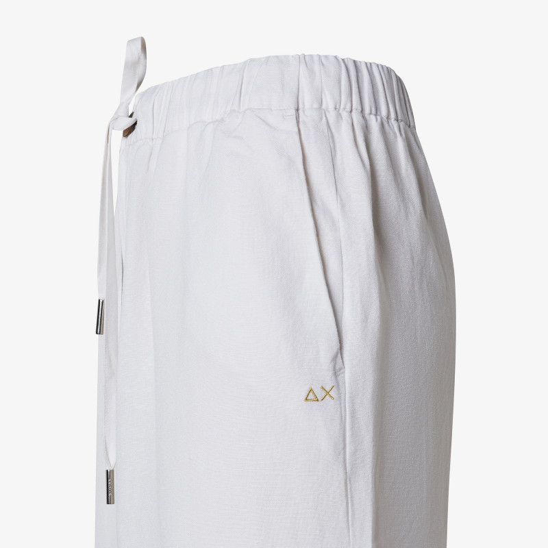 TROUSERS WIDE LEG LINEN BIANCO