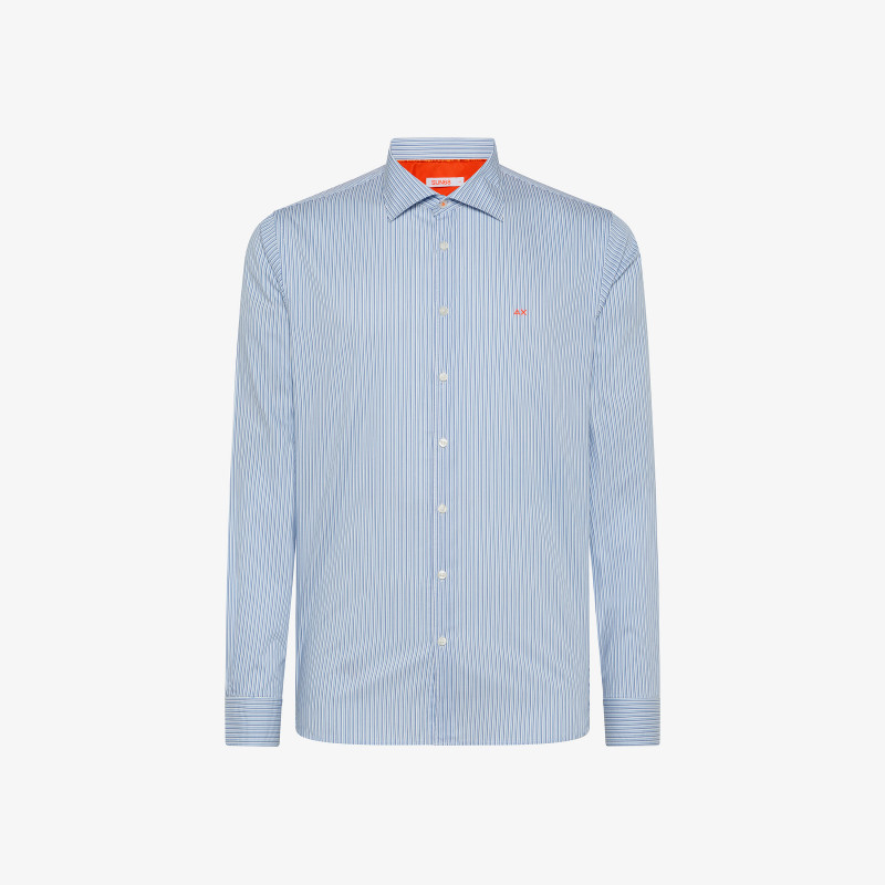 SHIRT CLASSIC STRIPES WITH FLUO DETAIL BIANCO/AZZURRO