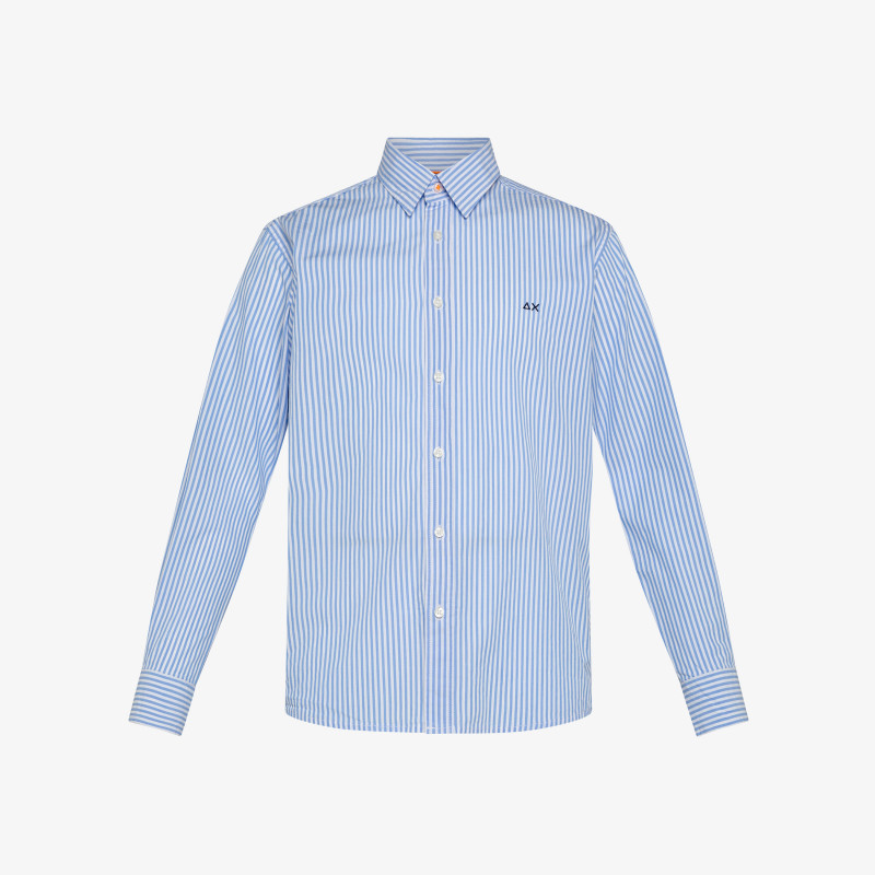 BOY'S SHIRT CLASSIC STRIPE WITH FLUO DETAIL SKY BLUE/WHITE