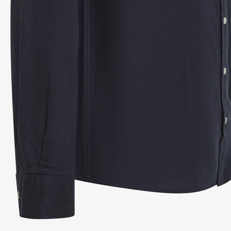 Camicia button-down in lino e cotone blu navy