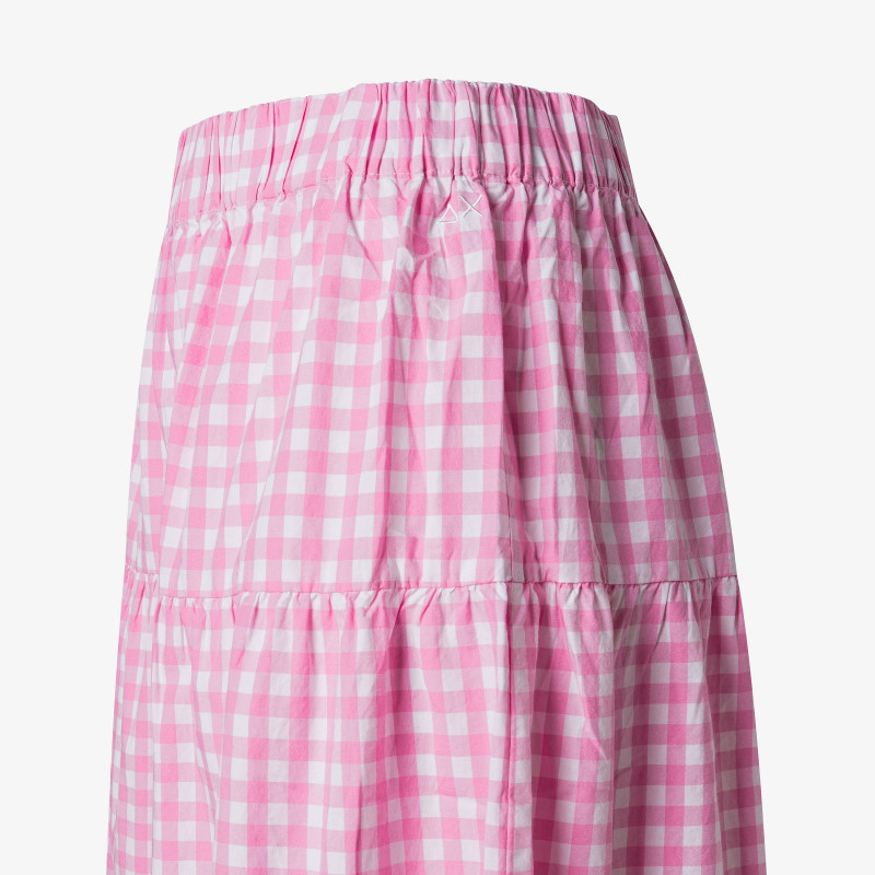 Fuchsia and white checked cotton skirt