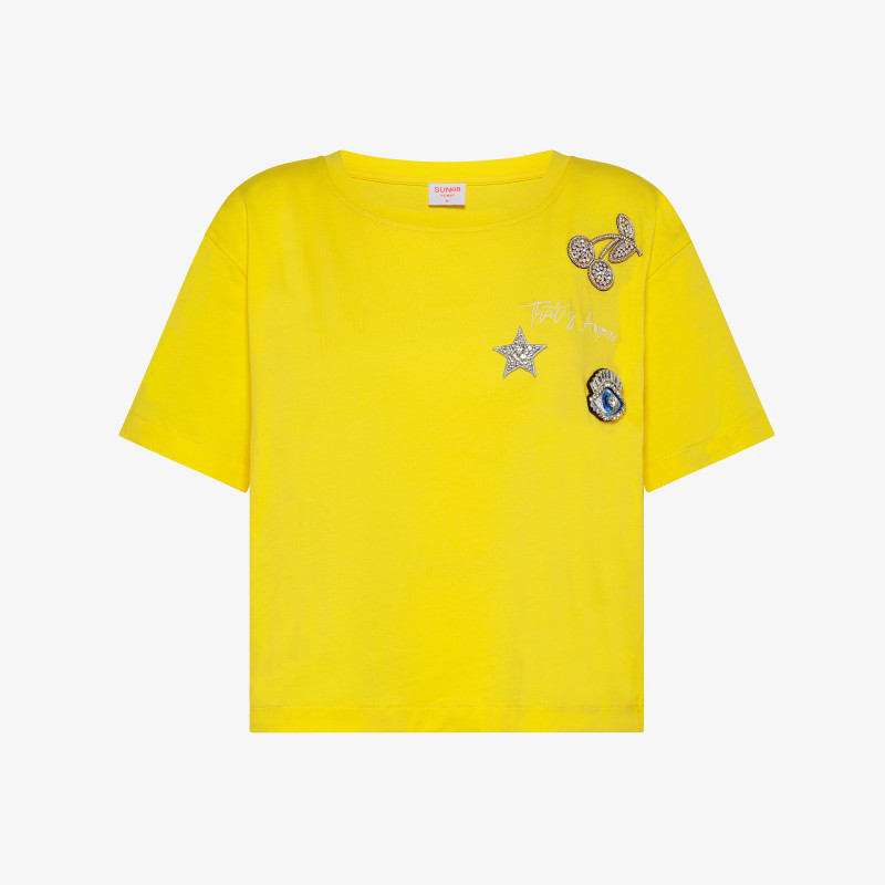 BOXY T-SHIRT JEWELS S/S GIALLO