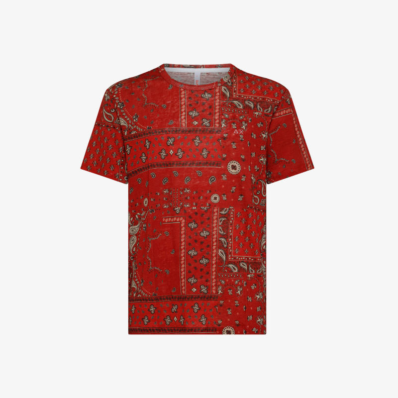 T-SHIRT LINEN ALL OVER PRINT ROSSO FUOCO