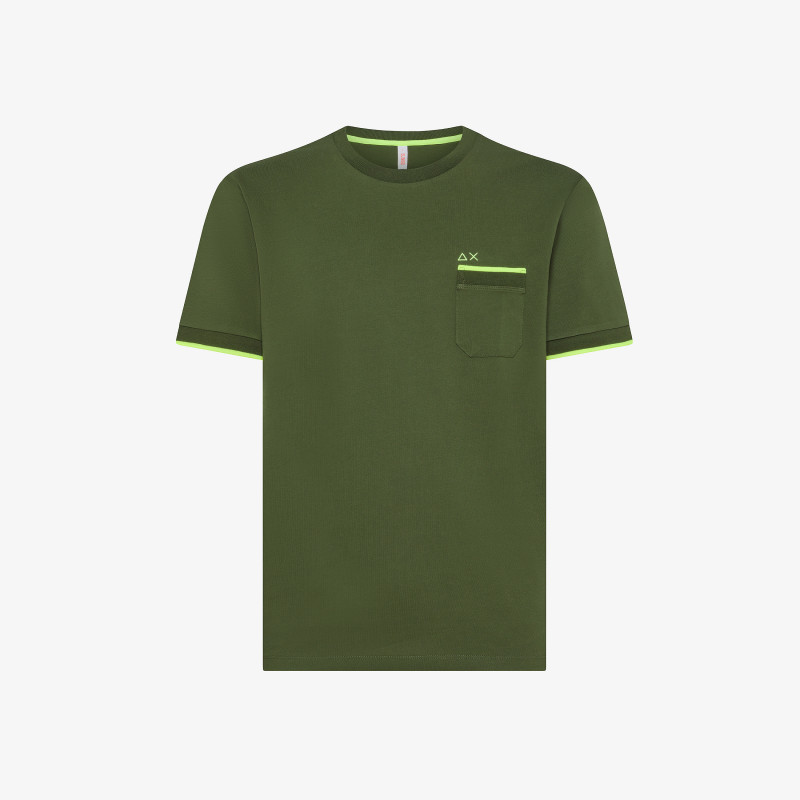 T-SHIRT PE SMALL STRIPES ON CUFFS S/S VERDE SCURO