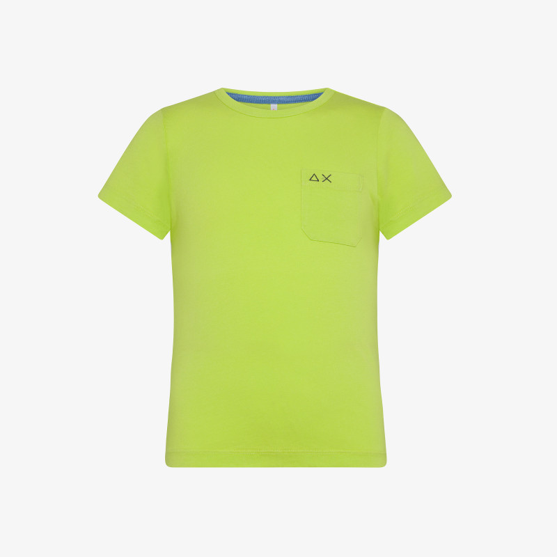 BOY'S T-SHIRT ROUND SOLID POCKET S/S LIME