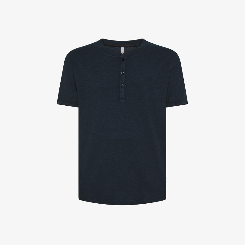 Navy Blue Cotton Jersey T-shirt With Chest Pocket - Man