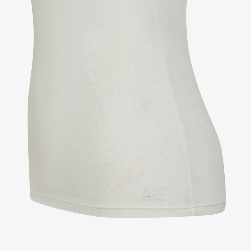 T-shirt slim fit in modal bianco panna