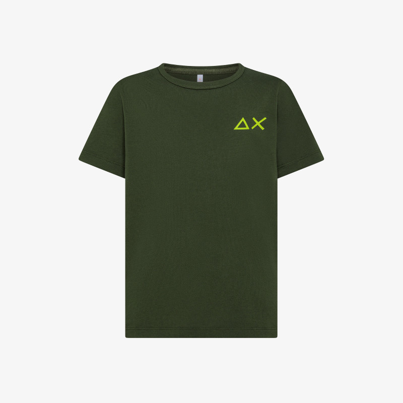 Dark Green T-shirt With Fluorescent Logo Patch - Man | Neon