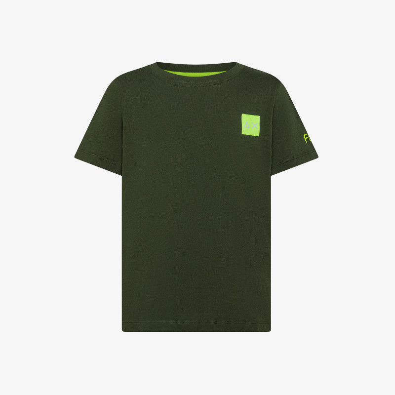 Dark Green T-shirt With Fluorescent Logo Patch - Man | Neon