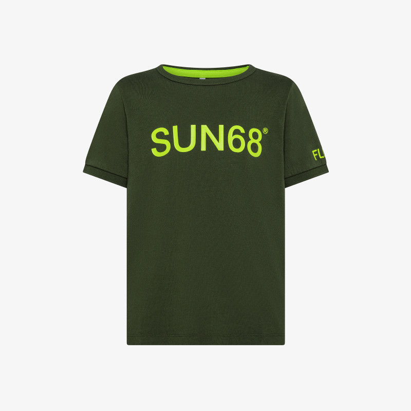 T-shirt Verde Scuro Con Stampa Lettering - Uomo | Fantasia SUN68