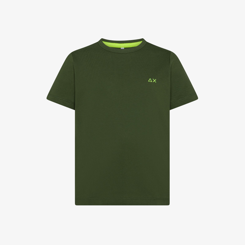 Tシャツ・カットソー SUN 68 Men T Shirts A35112 37 Green Dark Green Cotton Piqué T-shirt - Man | Solid SUN68