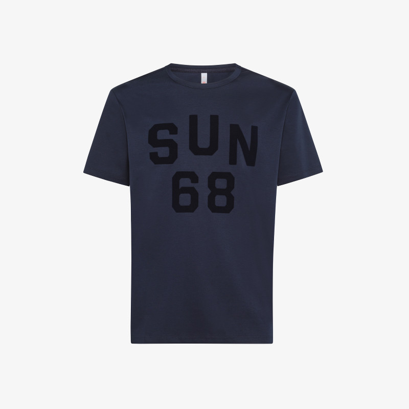 T-SHIRT TONE ON TONE ON CHEST S/S NAVY BLUE