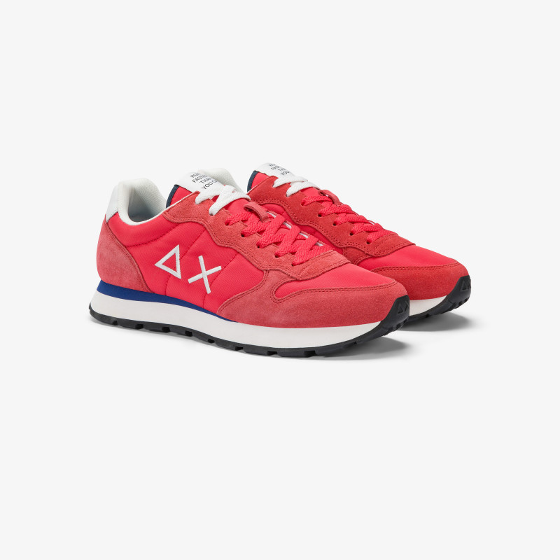 Tom red nylon and suede sneaker