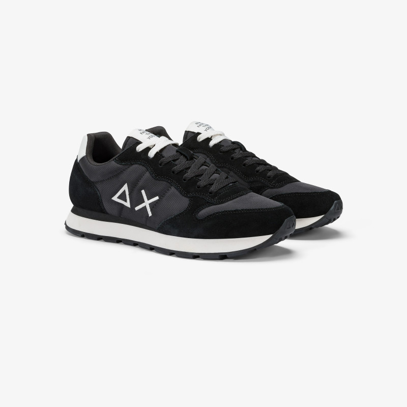 Tom black nylon and suede sneaker