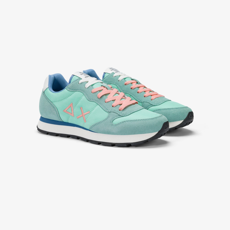 Sneaker Tom in nylon e suede verde acqua