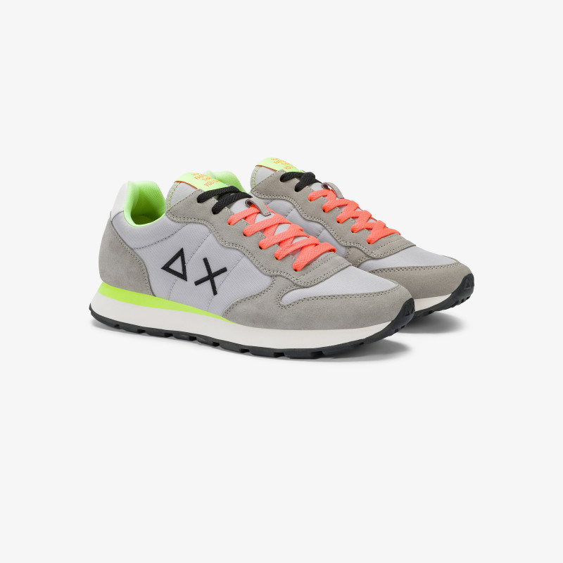 Sneaker Tom Fluo in nylon e suede grigio chiaro