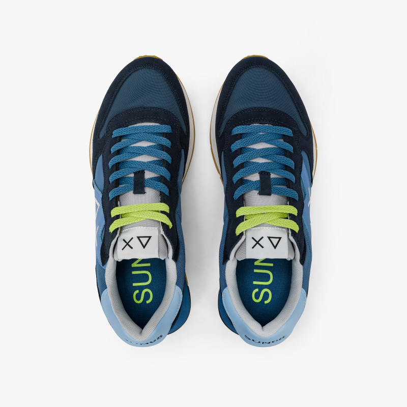 Sneaker Jaki Bicolor in nylon e suede blu navy e avio scuro