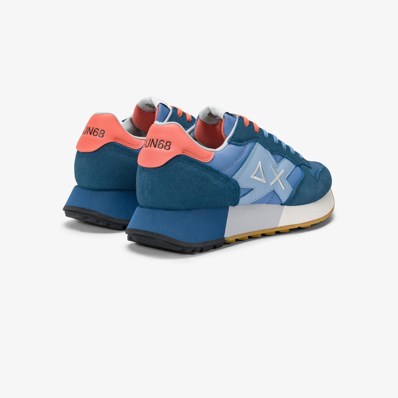 Sneaker Jaki Bicolor in nylon e suede avio scuro e avio