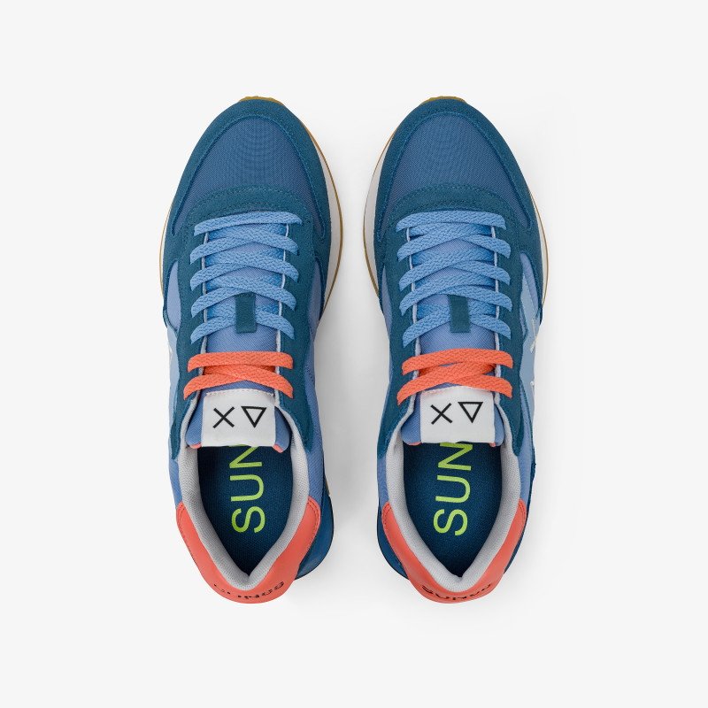 Sneaker Jaki Bicolor in nylon e suede avio scuro e avio