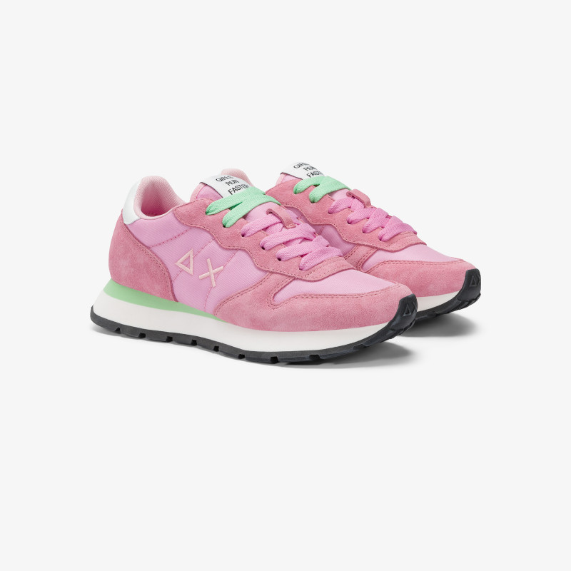 Ally cyclamen suede and nylon sneaker