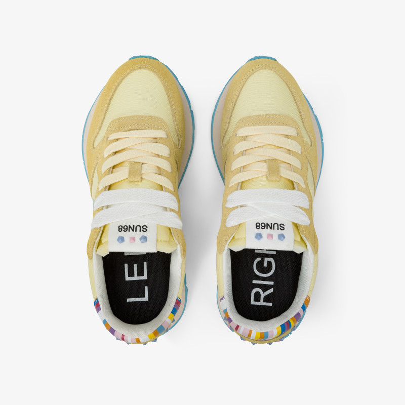 Ally Studs lemon yellow suede and nylon sneaker