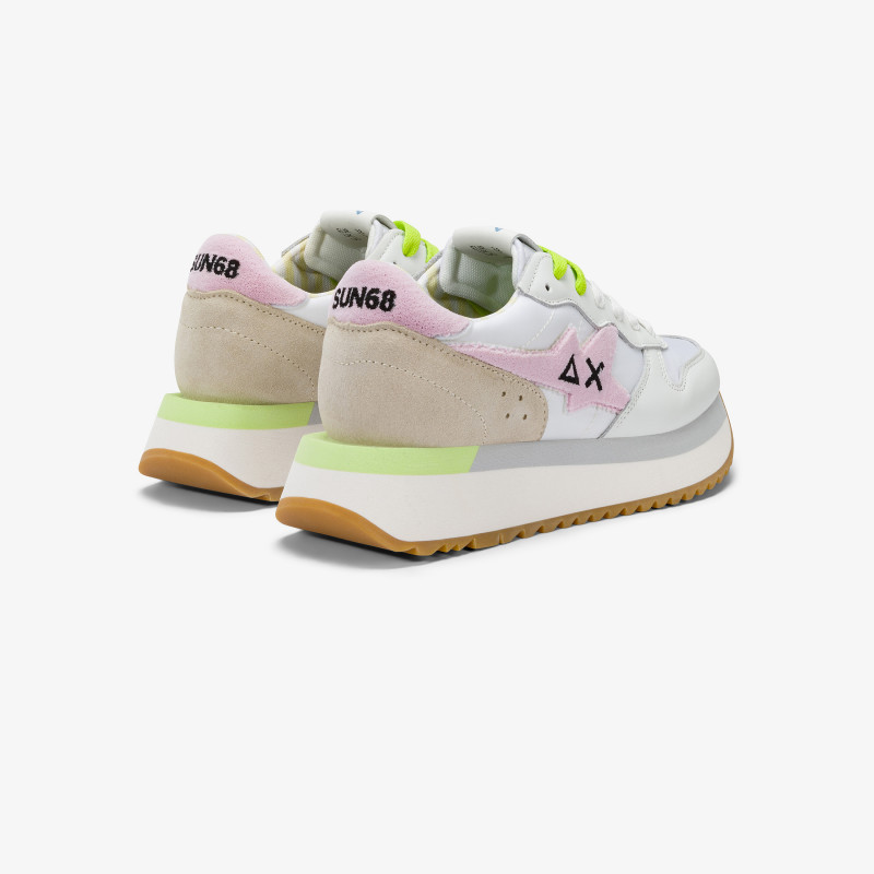 Sneaker Big Stargirl Sponge in pelle e nylon bianco e rosa