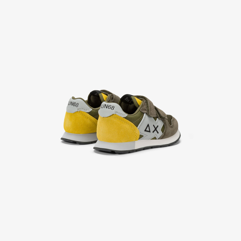 Boys’ Jaki military green in suede and nylon sneaker