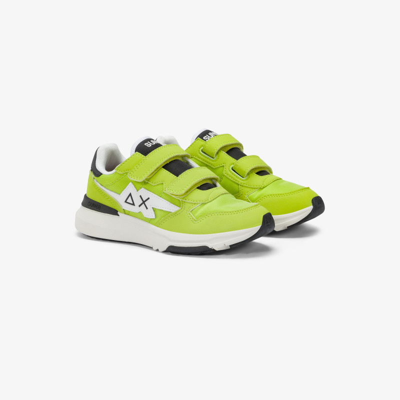 Boys’ Niki lime yellow PU and nylon sneaker