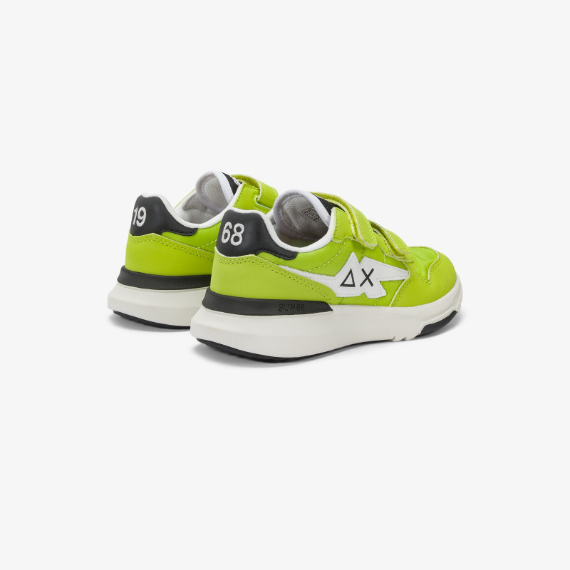 Boys’ Niki lime yellow PU and nylon sneaker