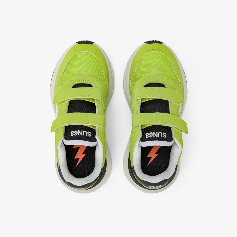 Boys’ Niki lime yellow PU and nylon sneaker