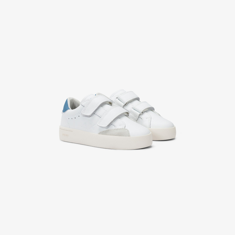 Boys’ Street off white and dark avio leather sneaker