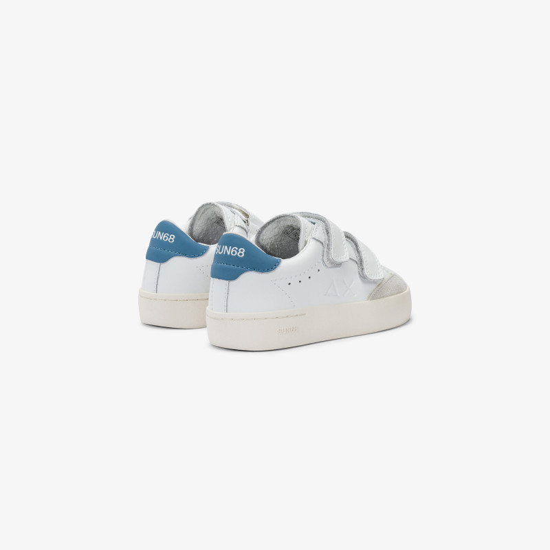 Boys’ Street off white and dark avio leather sneaker