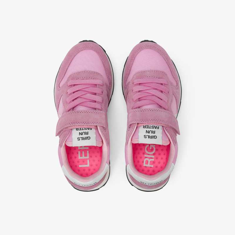 Sneaker Girl's Ally in suede e nylon ciclamino