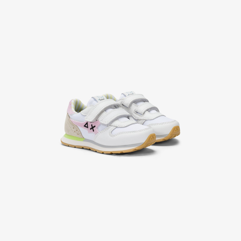Girls' Big Stargirl Sponge white and pink leather and nylon sneaker