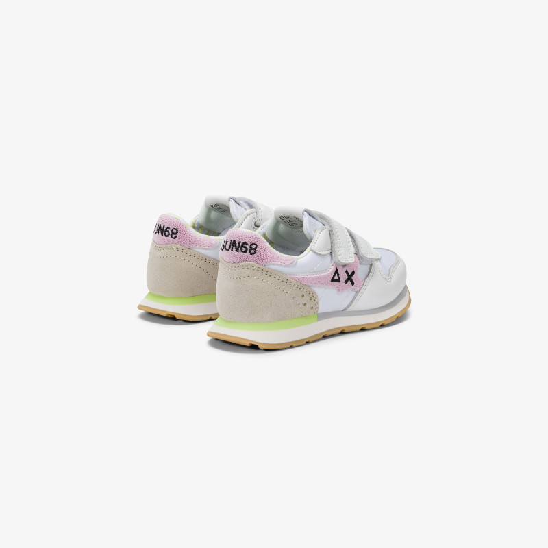 Girls' Big Stargirl Sponge white and pink leather and nylon sneaker