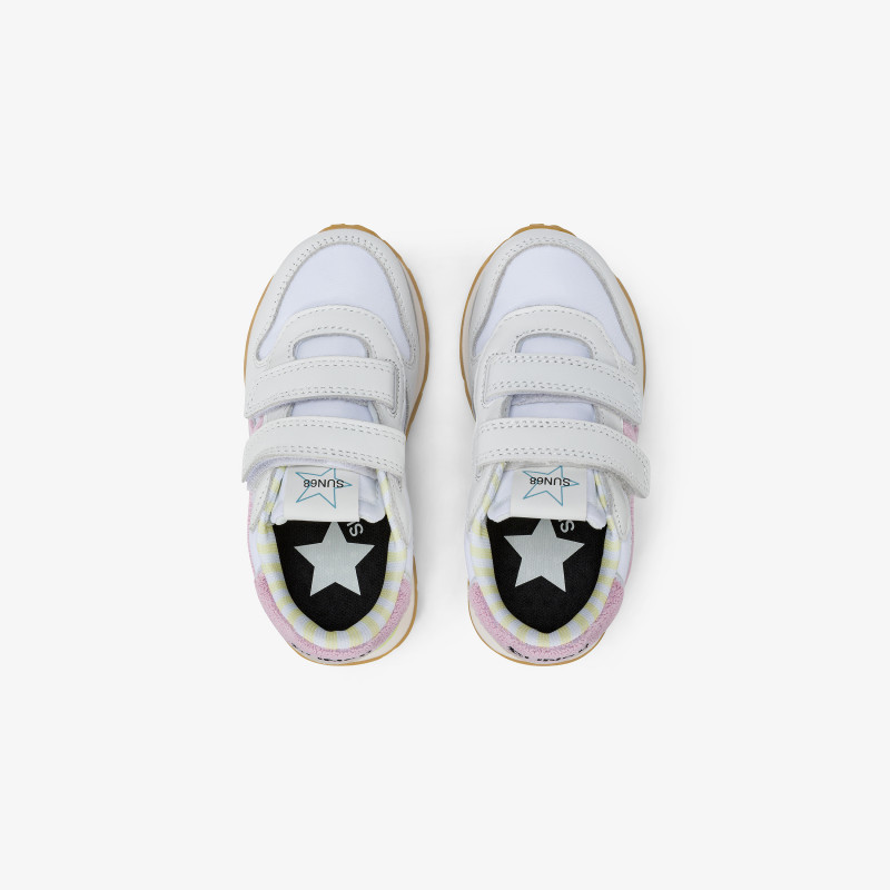 Girls' Big Stargirl Sponge white and pink leather and nylon sneaker