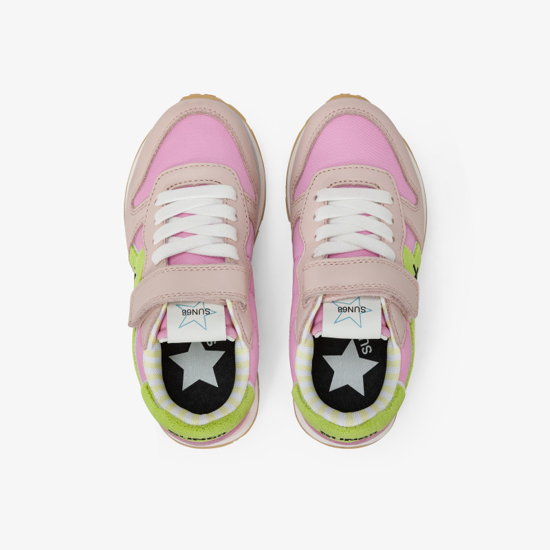 Girls' Big Stargirl Sponge pink leather and nylon sneaker