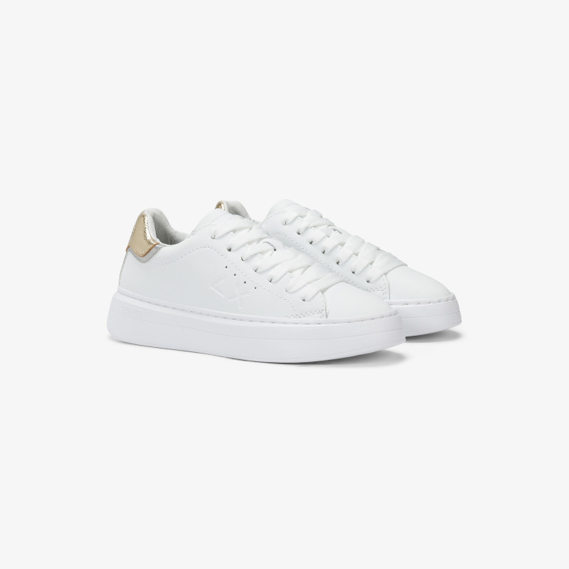 Girls' Grace white and gold leather sneaker