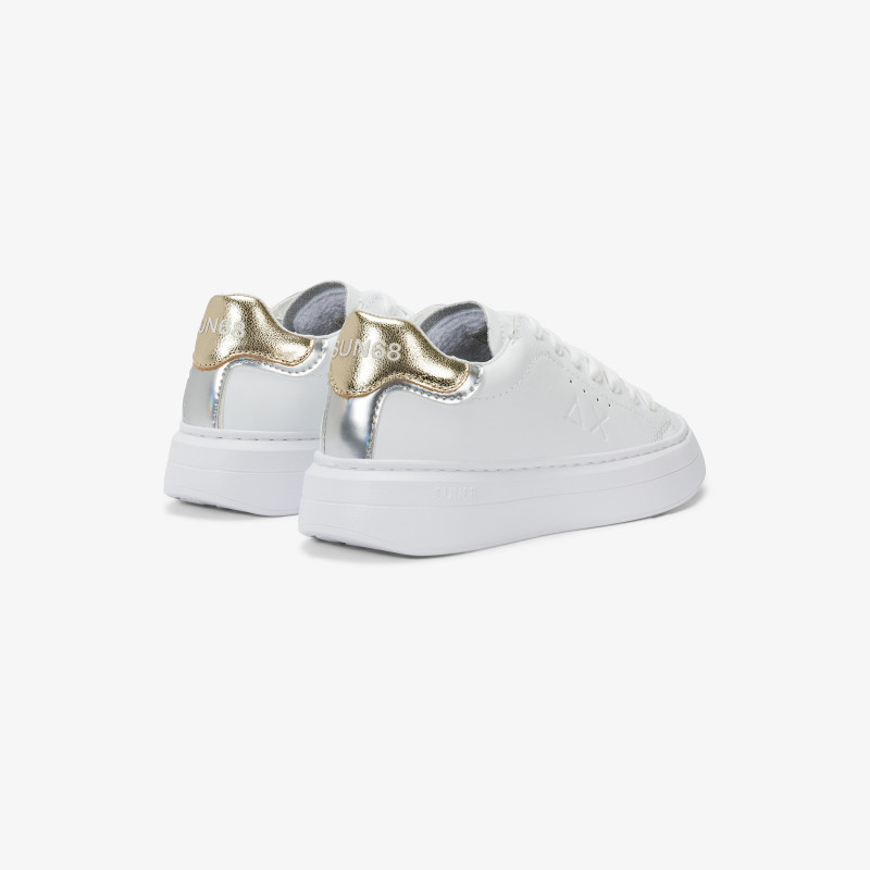 Girls' Grace white and gold leather sneaker