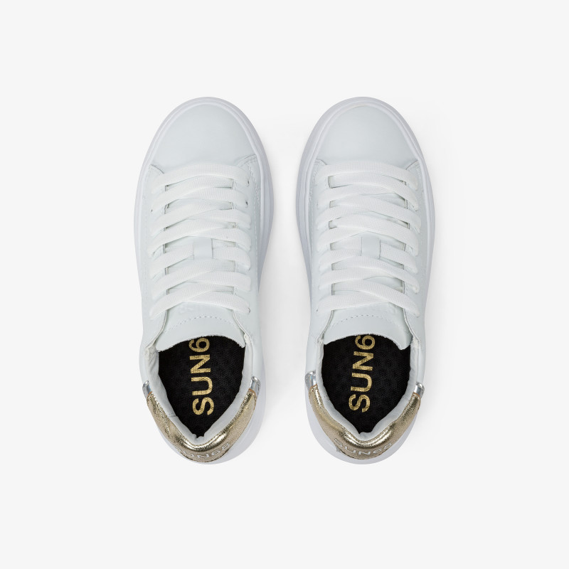 Girls' Grace white and gold leather sneaker