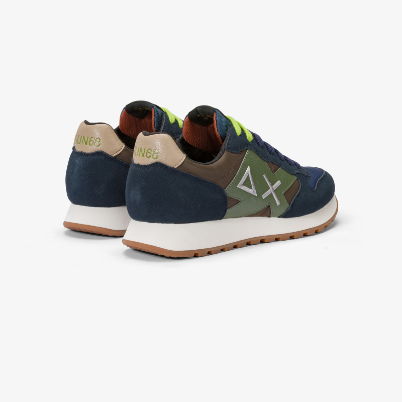 Jaki Bicolor nylon and suede sneaker NAVY BLUE