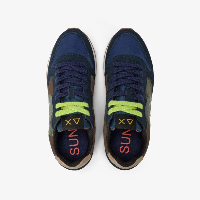 Jaki Bicolor nylon and suede sneaker NAVY BLUE