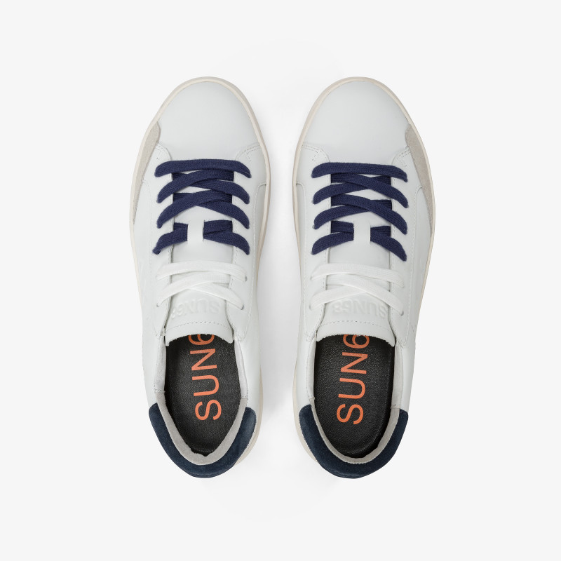 STREET LEATHER BIANCO/NAVY BLUE