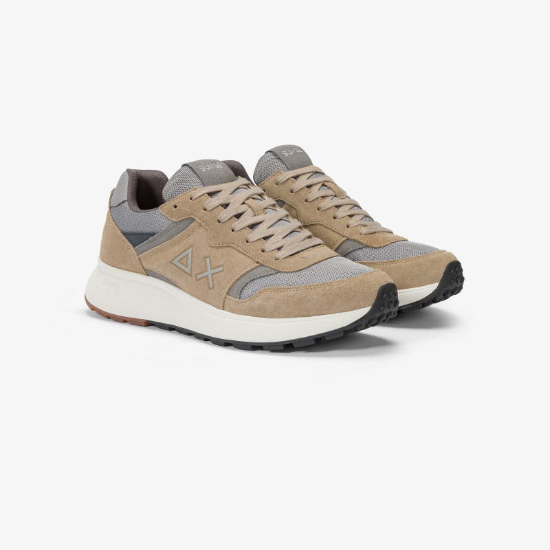 Daddy suede and mesh sneaker DARK BEIGE