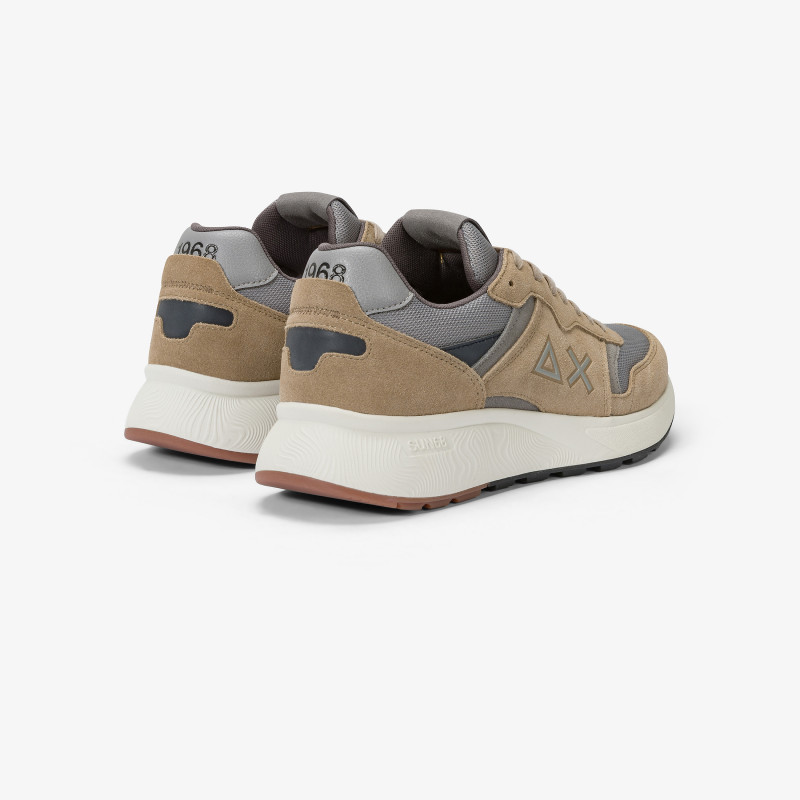 Daddy suede and mesh sneaker DARK BEIGE