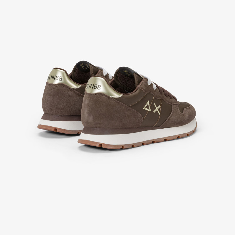 Ally Gold Silver suede and nylon sneaker BROWN