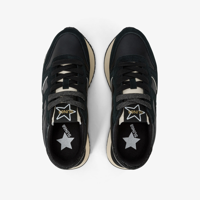 Big Stargirl Silver nylon and suede sneaker BLACK