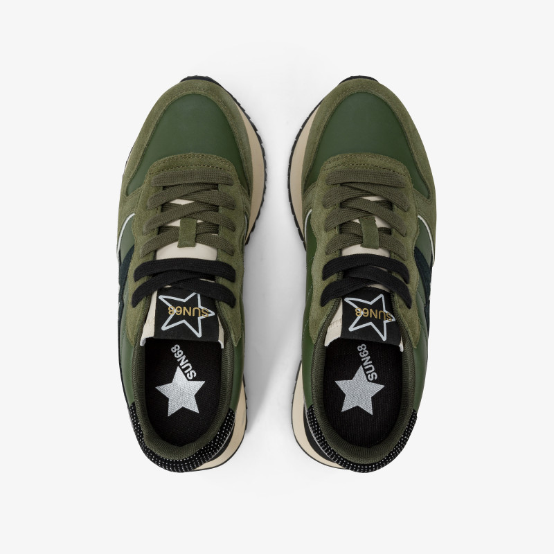 Big Stargirl Silver nylon and suede sneaker DARK MILITARY